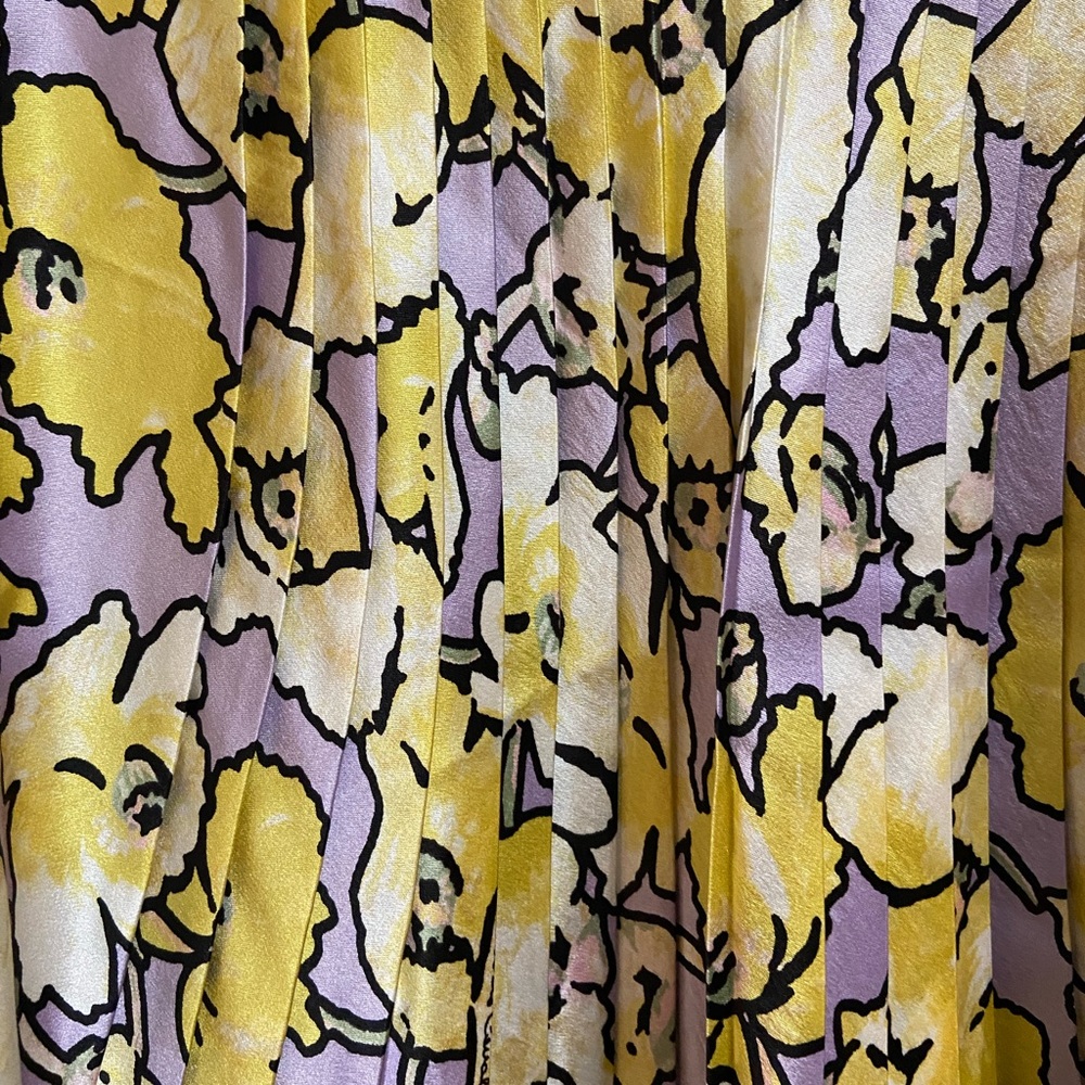 Roberto Cavalli Yellow Floral Skirt with Black & White Zebra Waistband - Picture 4 of 16